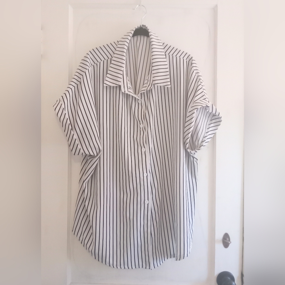 Stripped Button Down Blouse
